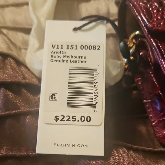 Brahmin Croc-Embossed Mini Top Handle Bag in Burgundy - Picture 7 of 7